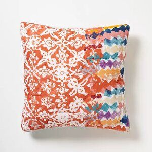 Anthropologie Decorative Pillow Orange, Cream & Blue, Insert Included